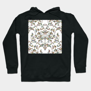 Damask Variations: Hippie Love on White Hoodie